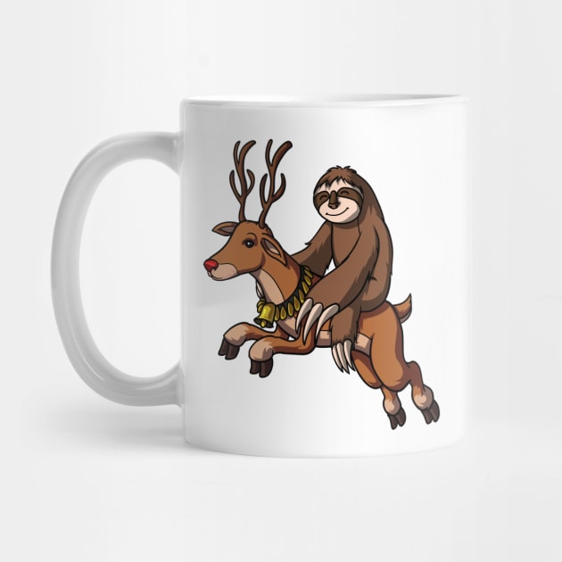 Sloth Santa Riding Reindeer Christmas by underheaven